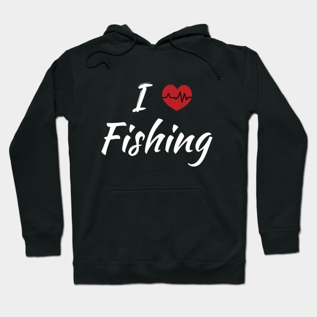 I Love Fishing Red Heartbeat Hoodie by SAM DLS